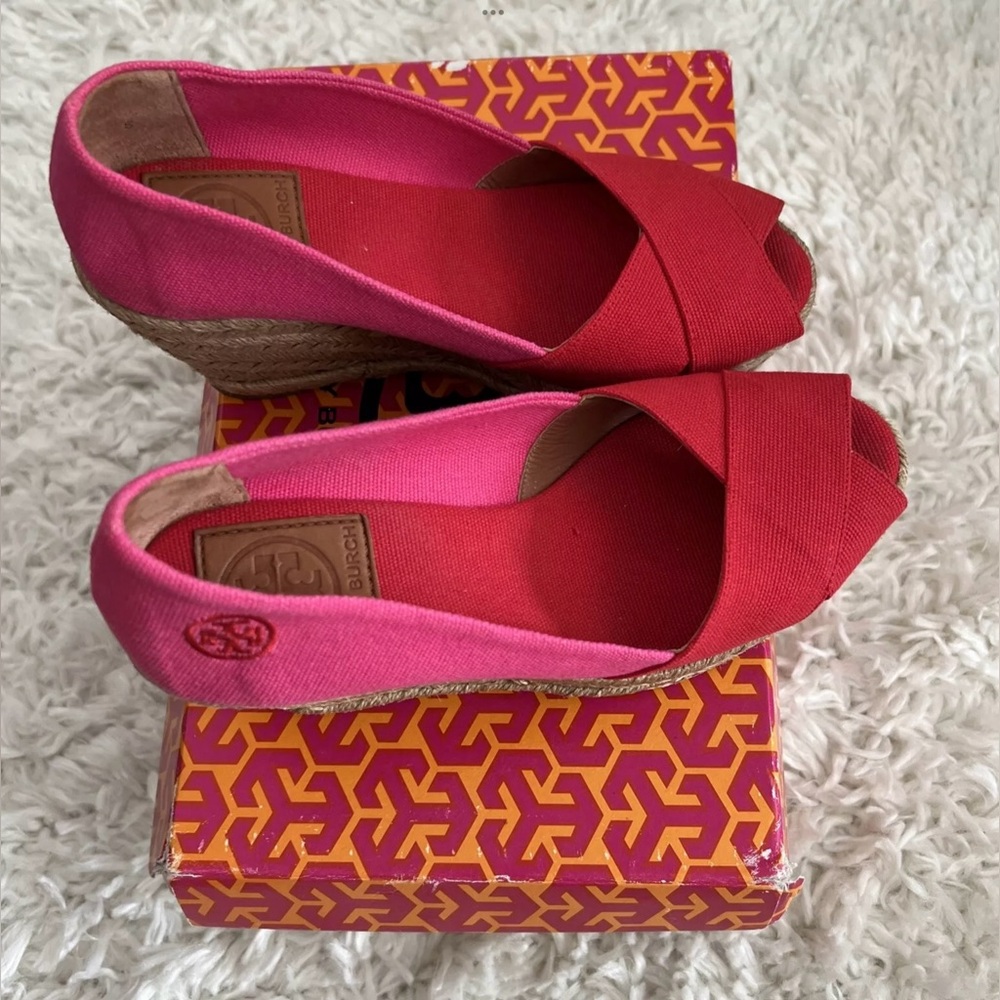 Tory Burch Canvas Wedge Espadrille size 5B - Picture 3 of 5